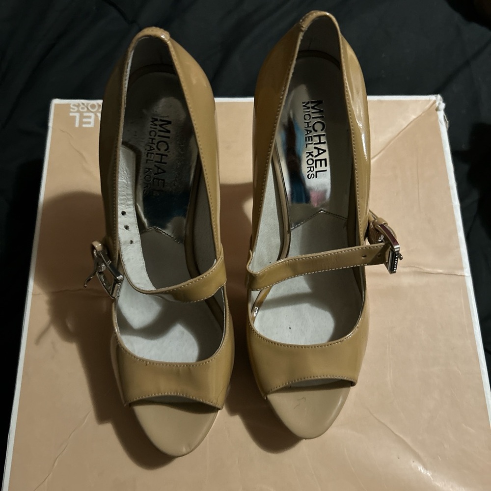 Michael Kors Tan Peep-Toe Heels